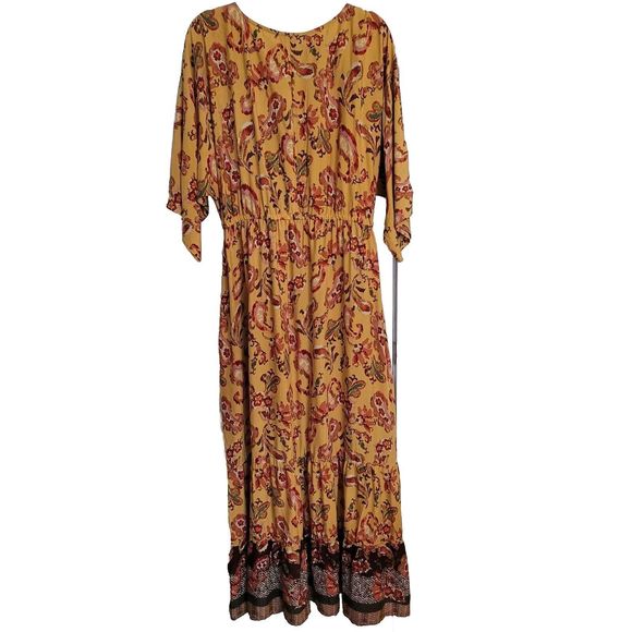 Cato 1946 Boho Maxi Dress XL Multicolor Paisley Yellow Red - Picture 3 of 15